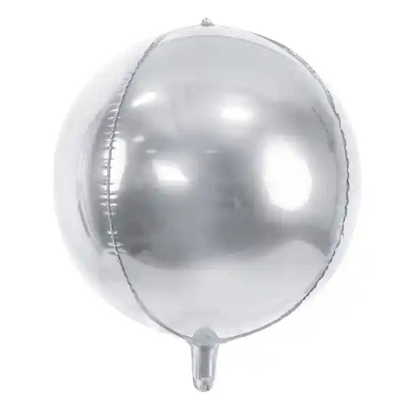 Globo Metálico Redondo Plateado 50x40 cm | Apto Aire y Helio - Narosa Sweet Party Barcelona
