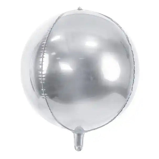Globo Metálico Redondo Plateado 50x40 cm | Apto Aire y Helio - Narosa Sweet Party Barcelona