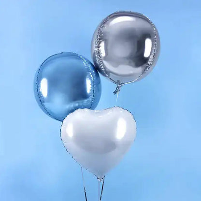 Globo Metálico Redondo Plateado 50x40 cm | Apto Aire y Helio - Narosa Sweet Party Barcelona