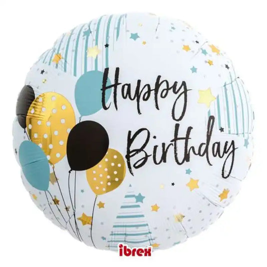 Globo redondo “Happy Birthday” 35 cm (14