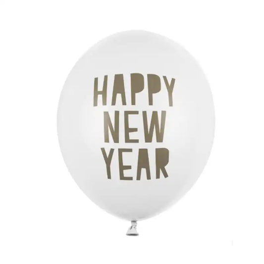 Globos Blancos Happy New Year (6 uds) – Apto aire o helio - Narosa Sweet Party Barcelona