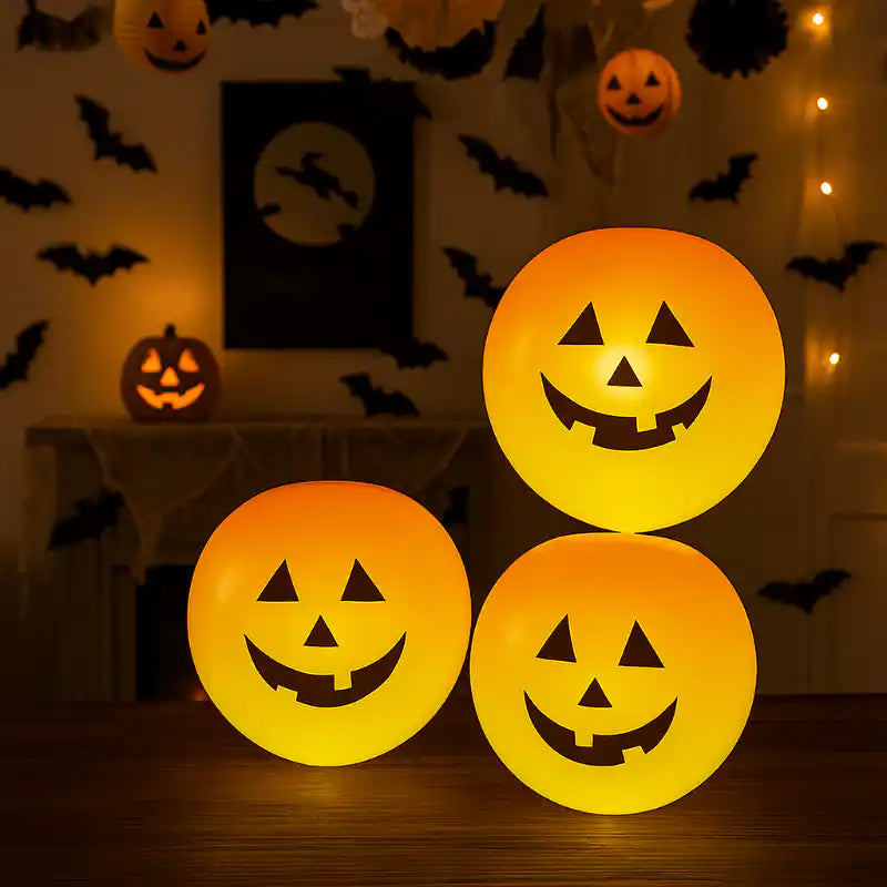 Globos calabaza luminosa Halloween (pack 10 uds) – 25 cm - Narosa Sweet Party Barcelona