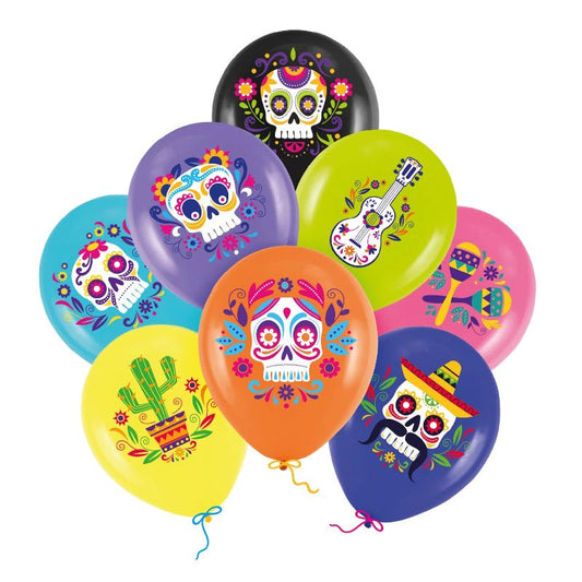 Globos Halloween Mexicanos 30 cm – 8 uds. Biodegradables - NAROSA SWEET PARTY