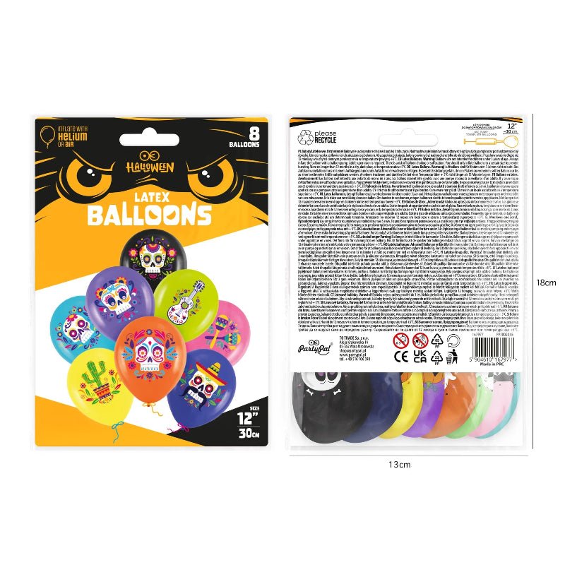 Globos Halloween Mexicanos 30 cm – 8 uds. Biodegradables - NAROSA SWEET PARTY
