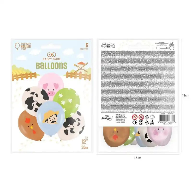 Globos Látex Granja 30 cm – Pack 6 uds - Narosa Sweet Party Barcelona