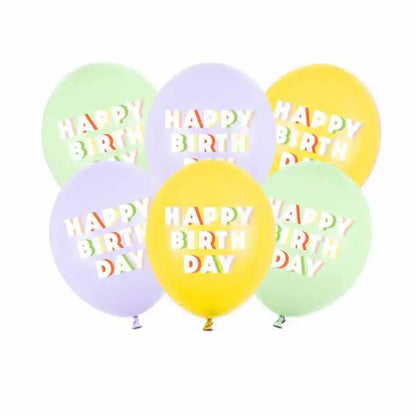 Globos Látex Happy Birthday Mix Colores Pastel 30 cm | Aire y Helio - NAROSA SWEET PARTY
