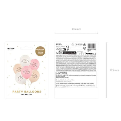 Globos Látex Happy Birthday Rosa Mix 30 cm (Pack 6 uds) - NAROSA SWEET PARTY