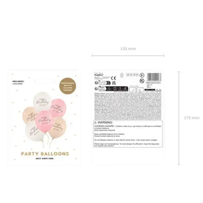Globos Látex Happy Birthday Rosa Mix 30 cm (Pack 6 uds) - Narosa Sweet Party Barcelona