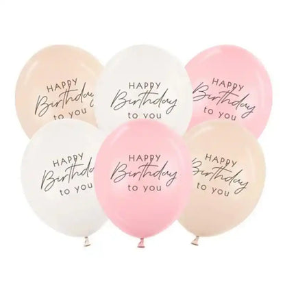 Globos Látex Happy Birthday Rosa Mix 30 cm (Pack 6 uds) - Narosa Sweet Party Barcelona