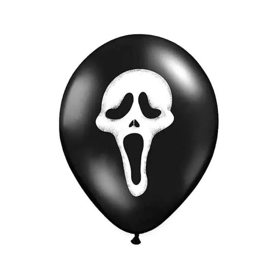 Globos Negros Halloween con Máscara de Grito – Pack 6 uds. (30 cm) - NAROSA SWEET PARTY