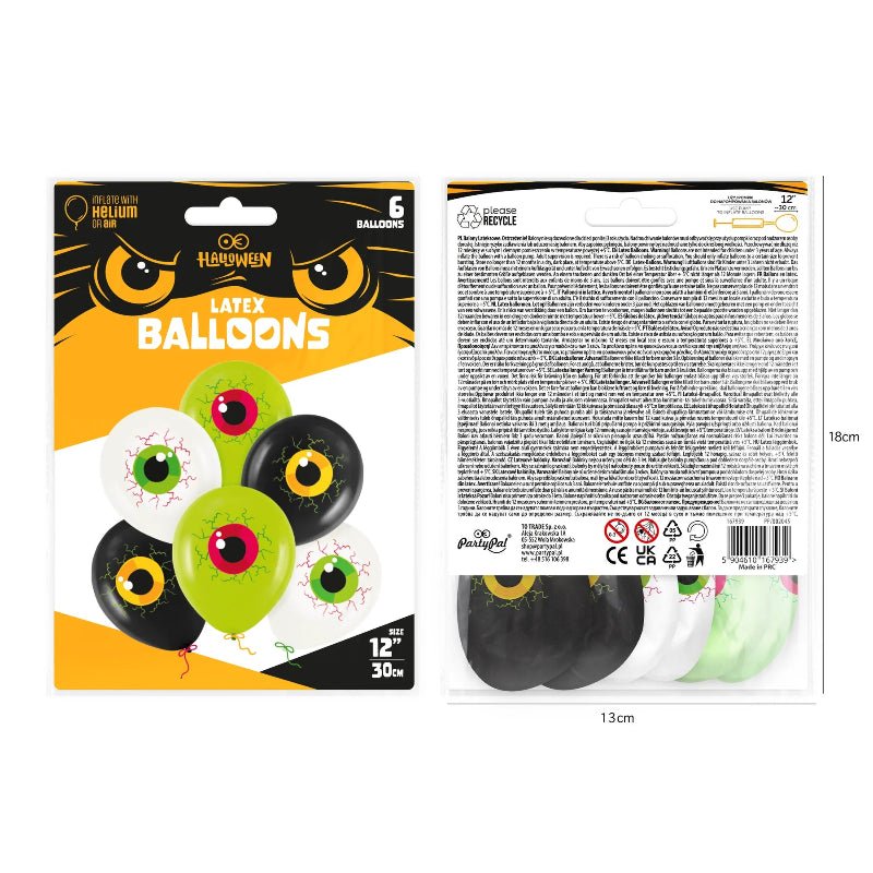 Globos Ojos Halloween, 12″, 6 uds. - NAROSA SWEET PARTY