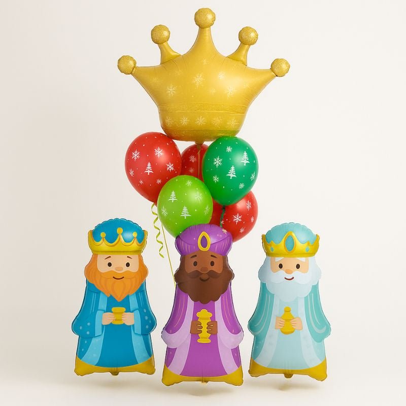Globos Pie 3 Reyes Magos + Corona Personalizada + 6 Globos Navidad | Helio - NAROSA SWEET PARTY