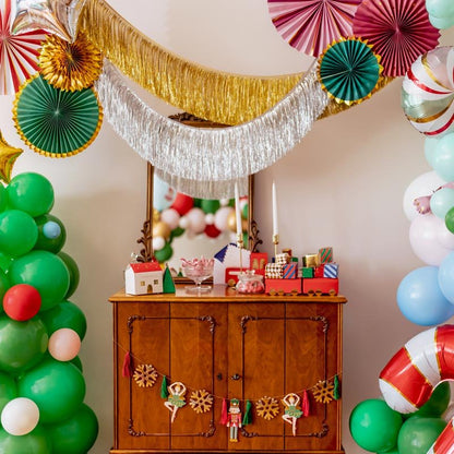 Guirnalda de Flecos Metalizada 20 x 150 cm – Roja, dorada, plata. - NAROSA SWEET PARTY