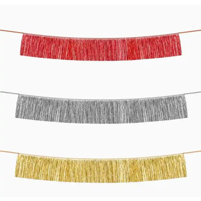 Guirnalda de Flecos Metalizada 20 x 150 cm – Roja, dorada, plata. - NAROSA SWEET PARTY