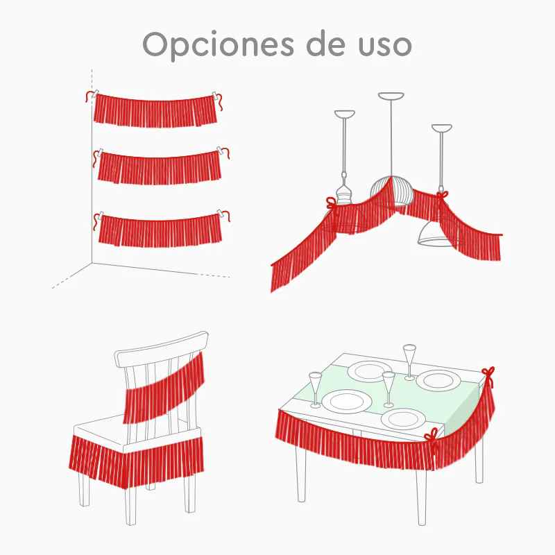 Guirnalda de Flecos Metalizada 20 x 150 cm – Roja o Dorada - NAROSA SWEET PARTY