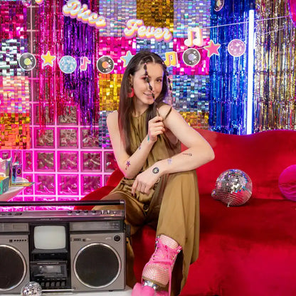 Guirnalda Discoteca Retro 150 cm – Decoración Colgante Vintage – 1 ud - Narosa Sweet Party Barcelona