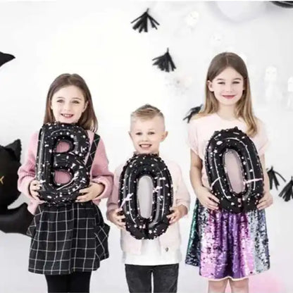 Globo Foil “BOO” Negro con Estampado Rosa – 65×35 cm - Narosa Sweet Party Barcelona