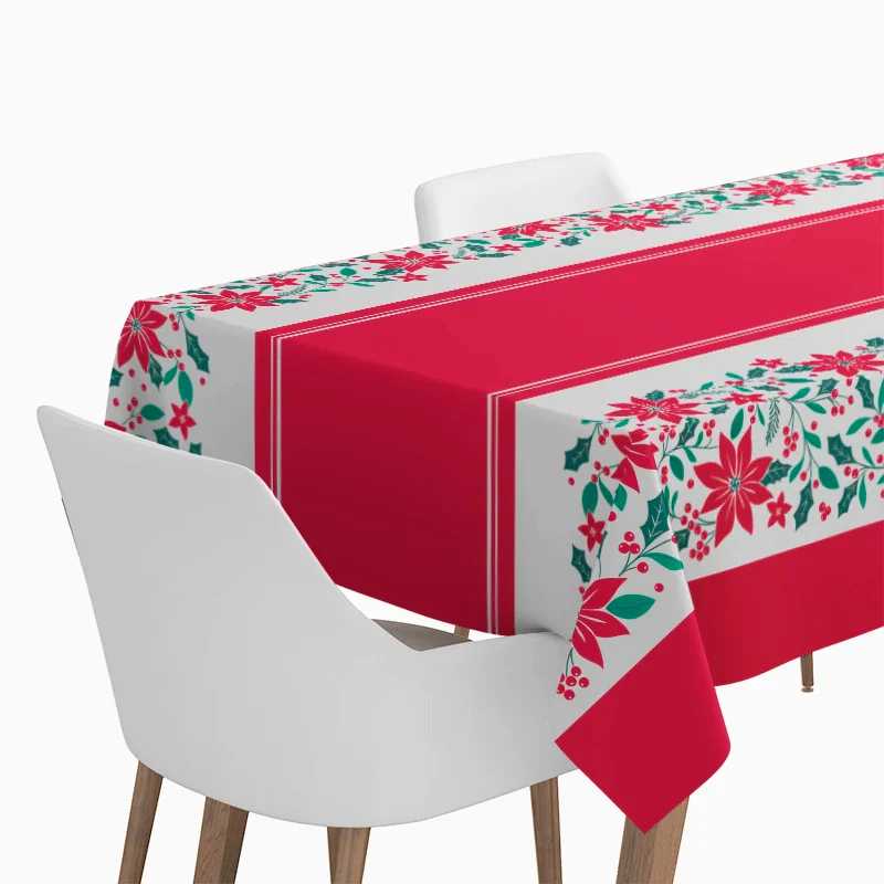 Mantel de Papel Impermeable Navidad Flor de Pascua 1,20 x 1,80 m - NAROSA SWEET PARTY