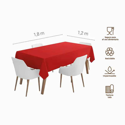 Mantel Papel Plegado Impermeable Metalizado Rojo 1.20 x 1.80 m - NAROSA SWEET PARTY