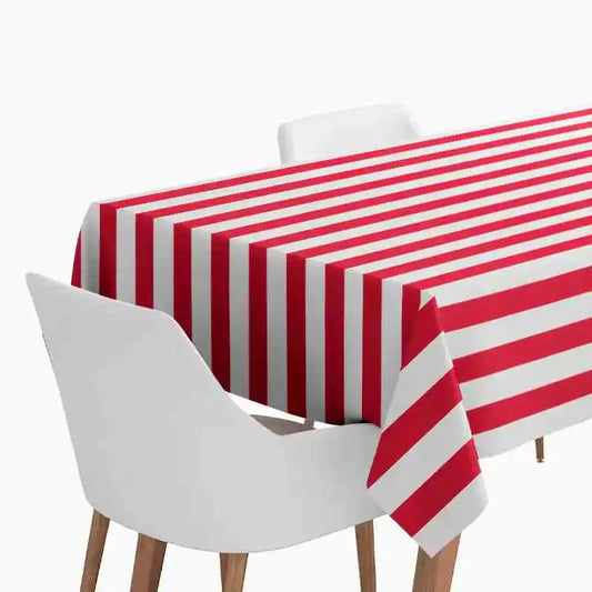 Mantel Papel Plegado Impermeable Rayas Rojo y Blanco 1.20 x 1.80 m - Narosa Sweet Party Barcelona