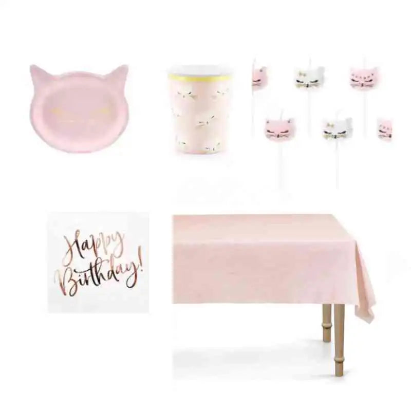 Pack Fiesta Gata Rosa – Set Temático Infantil Completo - Narosa Sweet Party Barcelona