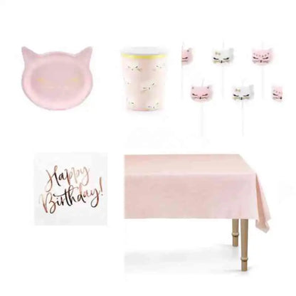 Pack Fiesta Gata Rosa – Set Temático Infantil Completo - Narosa Sweet Party Barcelona