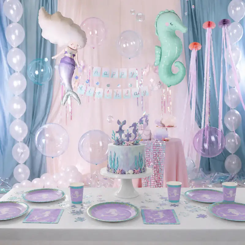 Pack Decoración Cumpleaños Sirena — Platos, Vasos, Servilletas y más - Narosa Sweet Party Barcelona