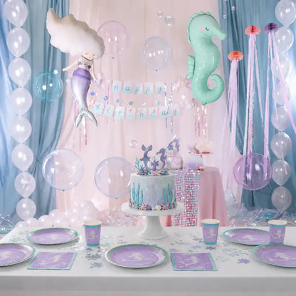 Pack Decoración Cumpleaños Sirena — Platos, Vasos, Servilletas y más - Narosa Sweet Party Barcelona