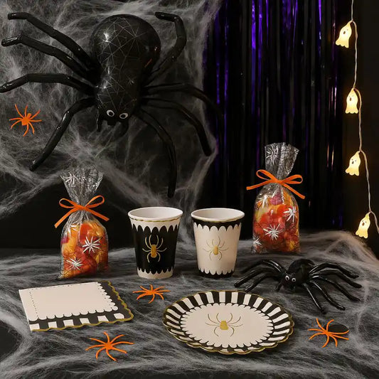 Pack Decoración Araña Halloween – Vasos, Platos, Servilletas y Más - Narosa Sweet Party Barcelona