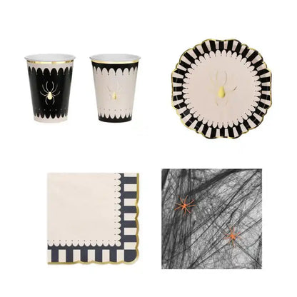 Pack Decoración Araña Halloween – Vasos, Platos, Servilletas y Más - Narosa Sweet Party Barcelona