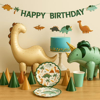 Pack Fiesta Dinosaurio – Decoración, Vajilla y Globo de Pie - NAROSA SWEET PARTY