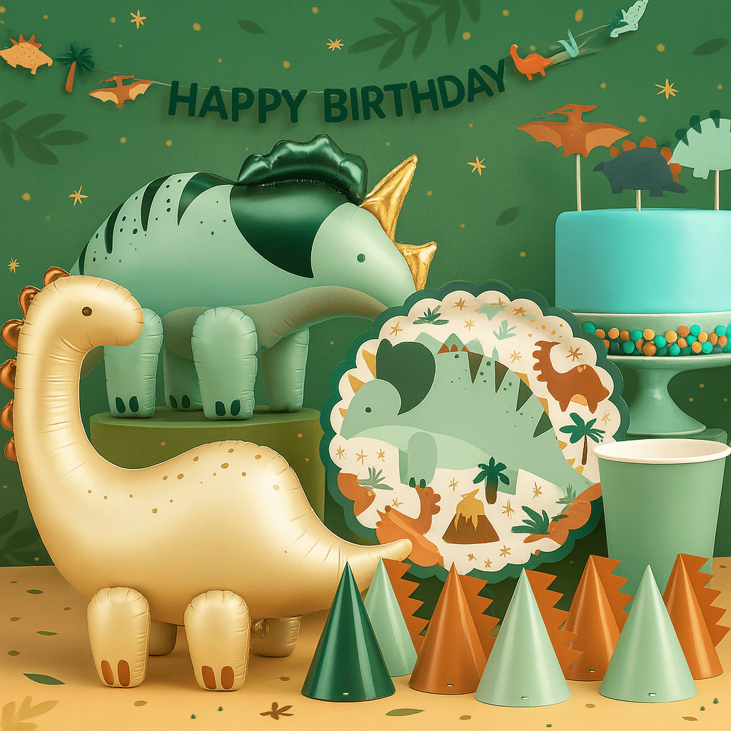 Pack Fiesta Dinosaurio – Decoración, Vajilla y Globo de Pie - NAROSA SWEET PARTY