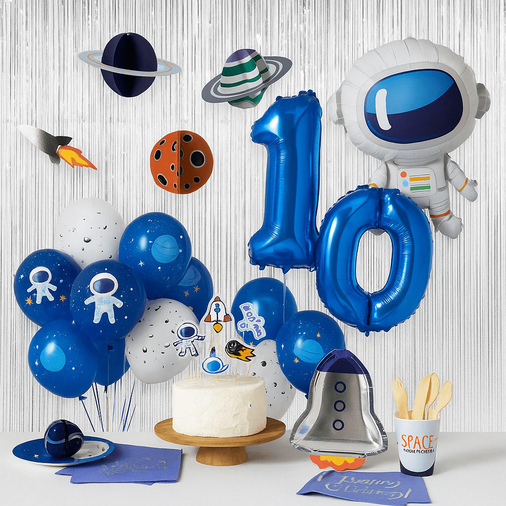 Pack Fiesta Espacial – Decoración + Vajilla - NAROSA SWEET PARTY