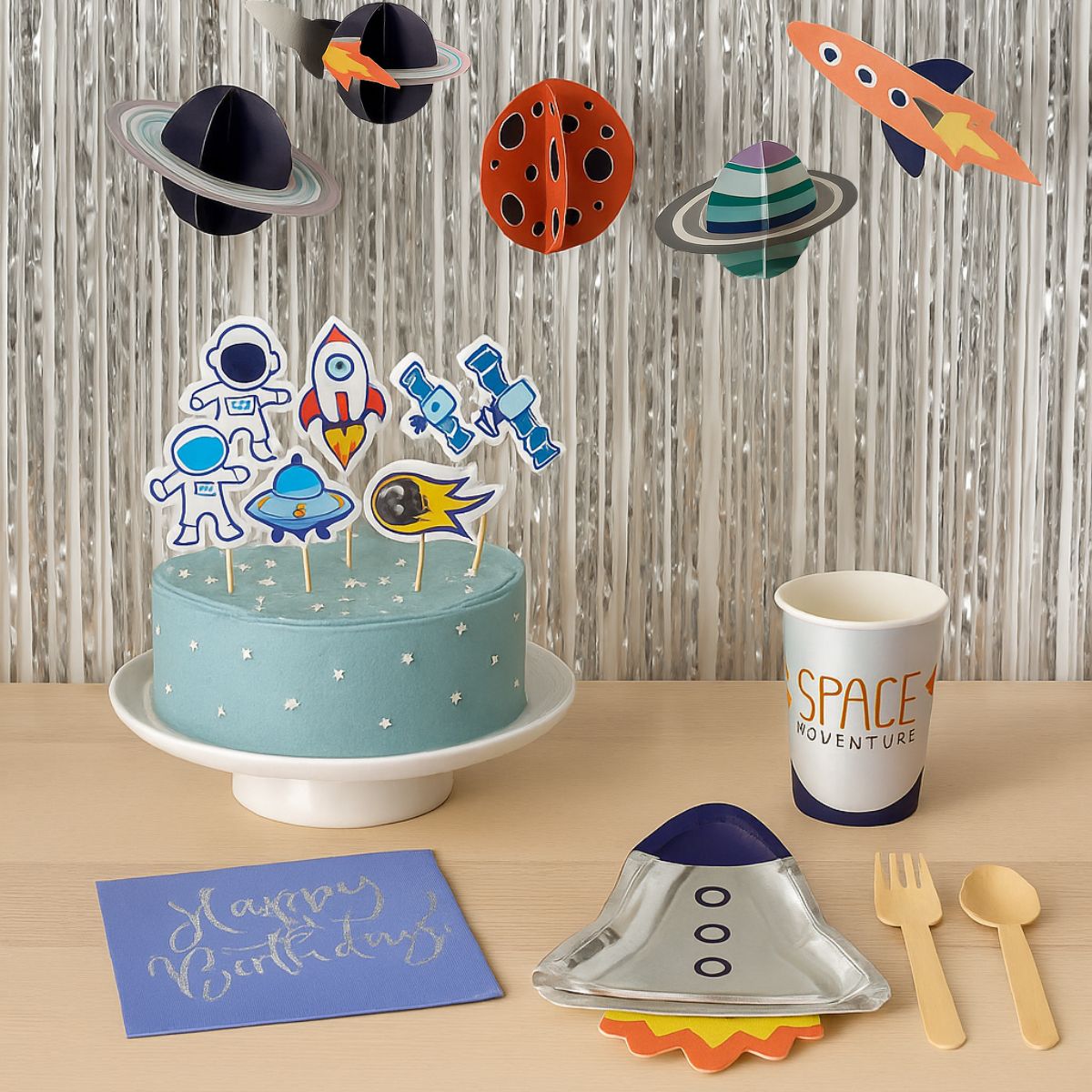 Pack Fiesta Espacial – Decoración + Vajilla - NAROSA SWEET PARTY