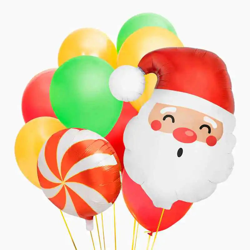 Pack Globos Navidad Papá Noel – Foil + Látex (10 uds) - Narosa Sweet Party Barcelona
