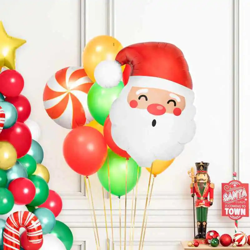 Pack Globos Navidad Papá Noel – Foil + Látex (10 uds) - Narosa Sweet Party Barcelona