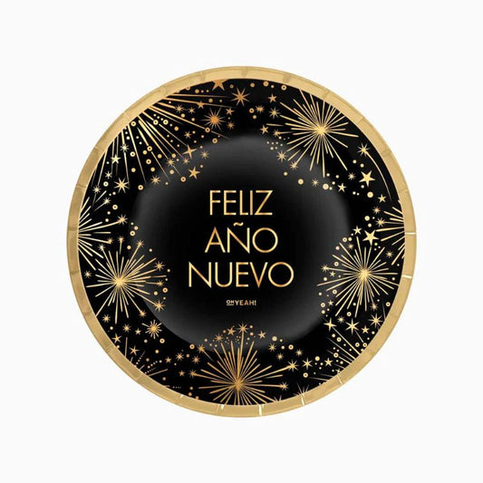 Platos Cartón Nochevieja Feliz Año Nuevo 23 cm | Pack 6 - NAROSA SWEET PARTY