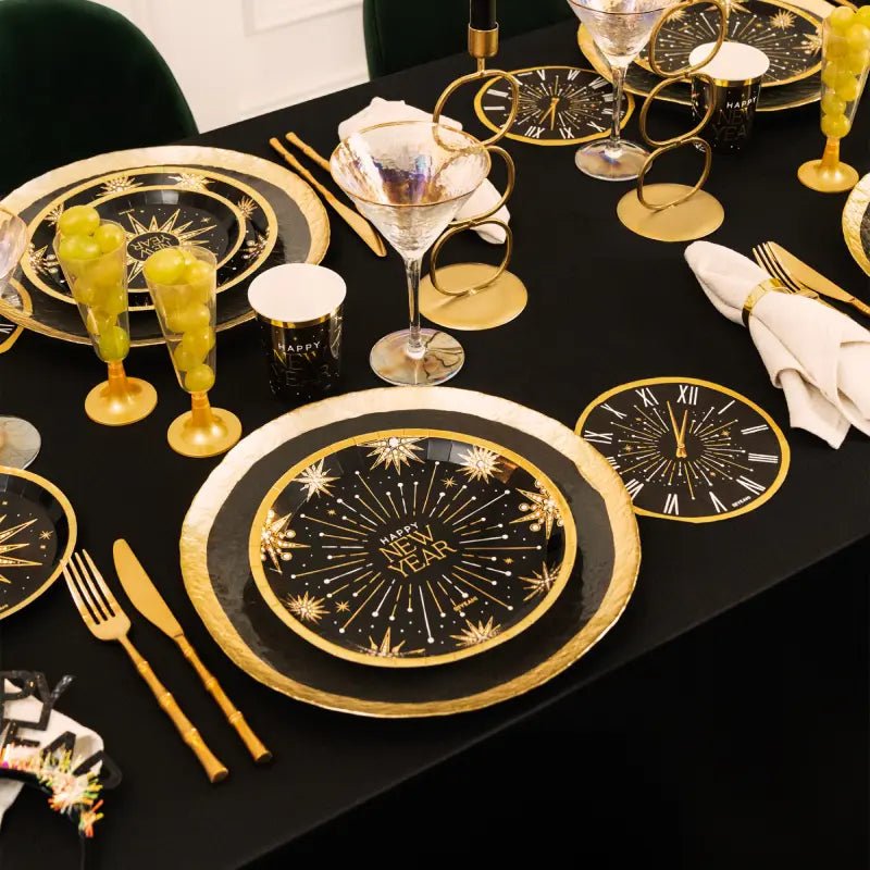 Platos Cartón Nochevieja Happy New Year 23 cm | Redondos | Pack 6 - NAROSA SWEET PARTY