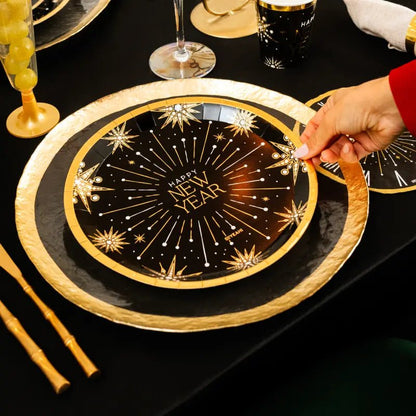 Platos Cartón Nochevieja Happy New Year 23 cm | Redondos | Pack 6 - NAROSA SWEET PARTY