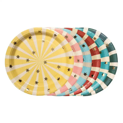 Platos Circus Stripes 18x18 cm – Pack x6 – Vajilla Fiesta Circo - Narosa Sweet Party Barcelona