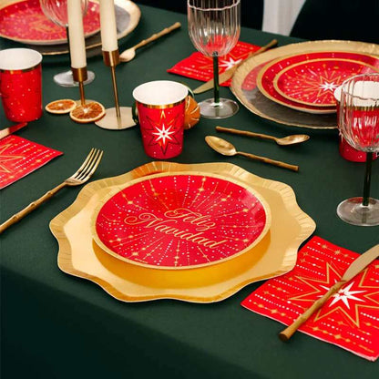 Platos de Cartón Feliz Navidad Rojo Ø 23 cm (6 uds) - NAROSA SWEET PARTY