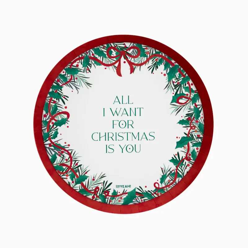 Platos de Cartón Navidad All I Want For Christmas Ø 23 cm (6 uds) - NAROSA SWEET PARTY