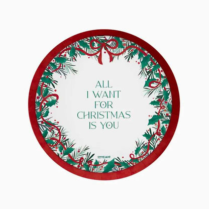 Platos de Cartón Navidad All I Want For Christmas Ø 23 cm (6 uds) - NAROSA SWEET PARTY