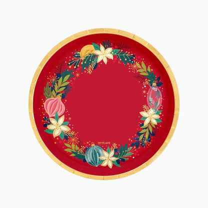 Platos de Cartón Navidad Ornaments Rojo Ø 17 cm y Ø 23 cm (6 uds) - NAROSA SWEET PARTY