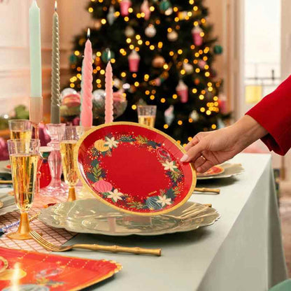 Platos de Cartón Navidad Ornaments Rojo Ø 17 cm y Ø 23 cm (6 uds) - NAROSA SWEET PARTY