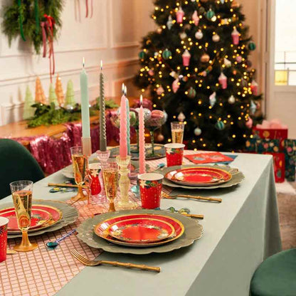Platos de Cartón Navidad Ornaments Rojo Ø 17 cm y Ø 23 cm (6 uds) - NAROSA SWEET PARTY