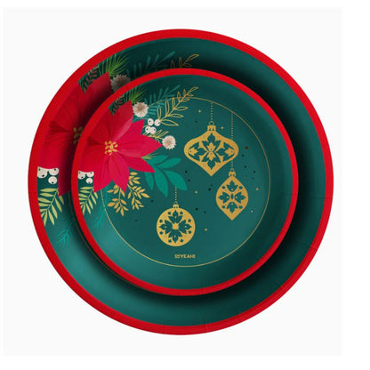 Platos de Cartón Navidad Tradicional Verde Ø 18 cm y 23 cm (6 uds) - NAROSA SWEET PARTY