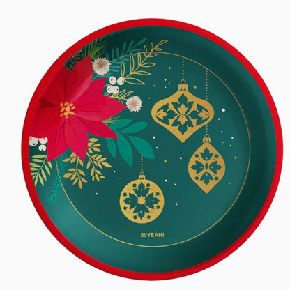 Platos de Cartón Navidad Tradicional Verde Ø 18 cm y 23 cm (6 uds) - NAROSA SWEET PARTY