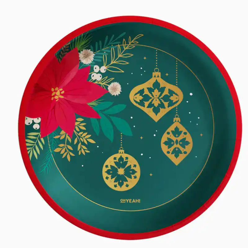 Platos de Cartón Navidad Tradicional Verde Ø 18 cm y 23 cm (6 uds) - NAROSA SWEET PARTY