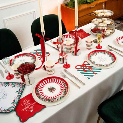 Platos de Cartón Postre Navidad All I Want For Christmas Ø 17 cm (6 uds) - NAROSA SWEET PARTY